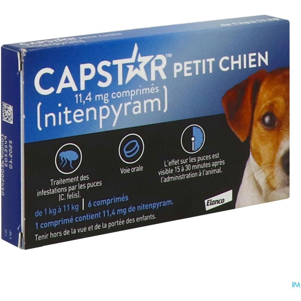Capstar 11,4 mg Petit Chien, Comprimé antiparasitaire externe pour petit chien, bt 6