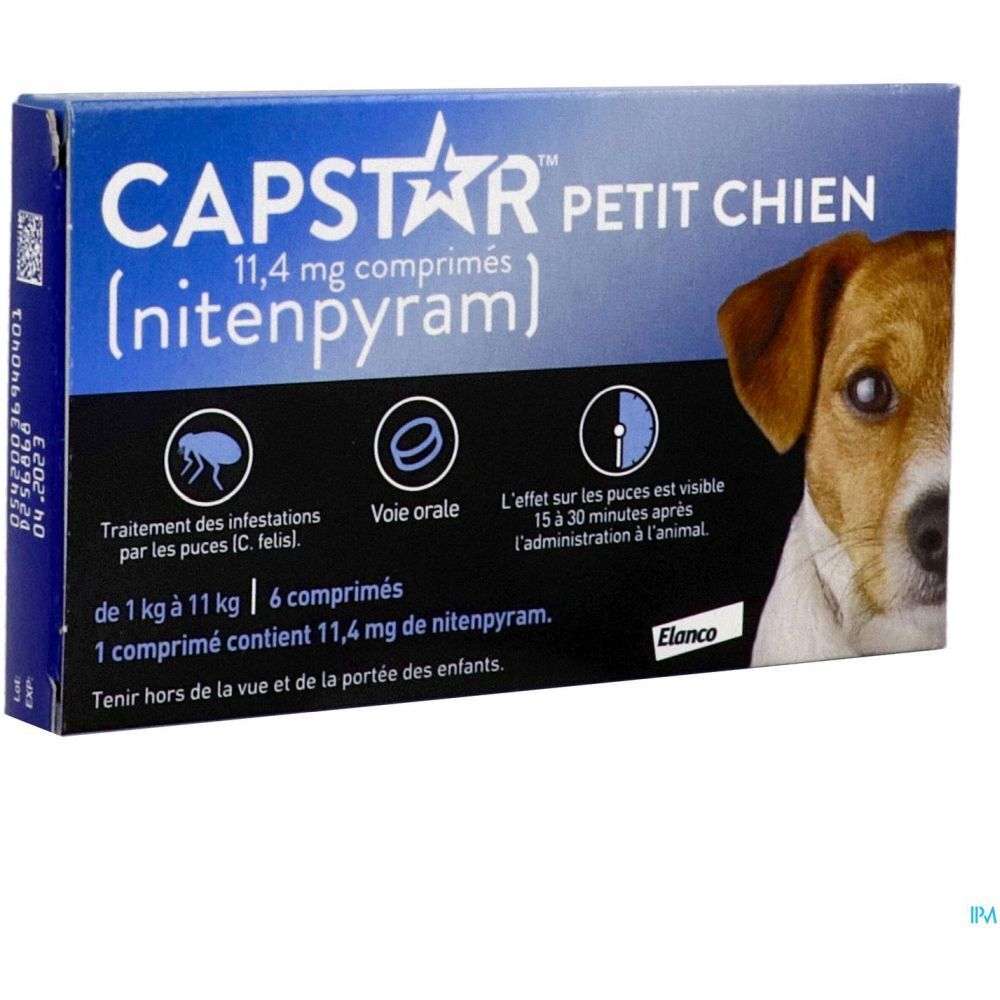 Capstar 11,4 mg Petit Chien, Comprimé antiparasitaire externe pour petit chien, bt 6