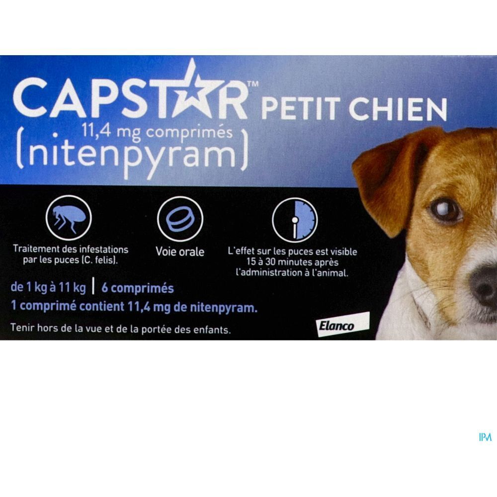 Capstar 11,4 mg Petit Chien, Comprimé antiparasitaire externe pour petit chien, bt 6