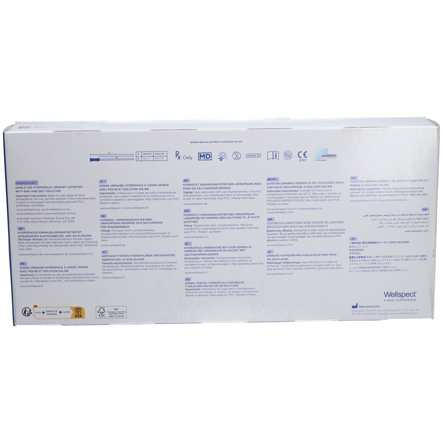 LOFRIC Hydro - Kit, Set de sondage urinaire intermittent autolubrifié, type Nélaton CH12