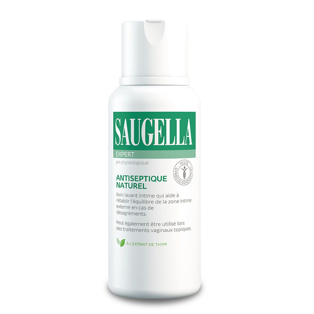 Saugella - Antiseptique Naturel - Soin lavant pour rétablir l’équilibre de la zone intime - à base d'extrait de thym - Apaise les irritations et les démangeaisons intimes - Flacon 250 ml