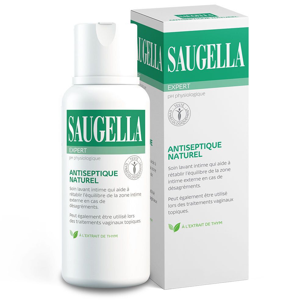 Saugella - Antiseptique Naturel - Soin lavant pour rétablir l’équilibre de la zone intime - à base d'extrait de thym - Apaise les irritations et les démangeaisons intimes - Flacon 250 ml