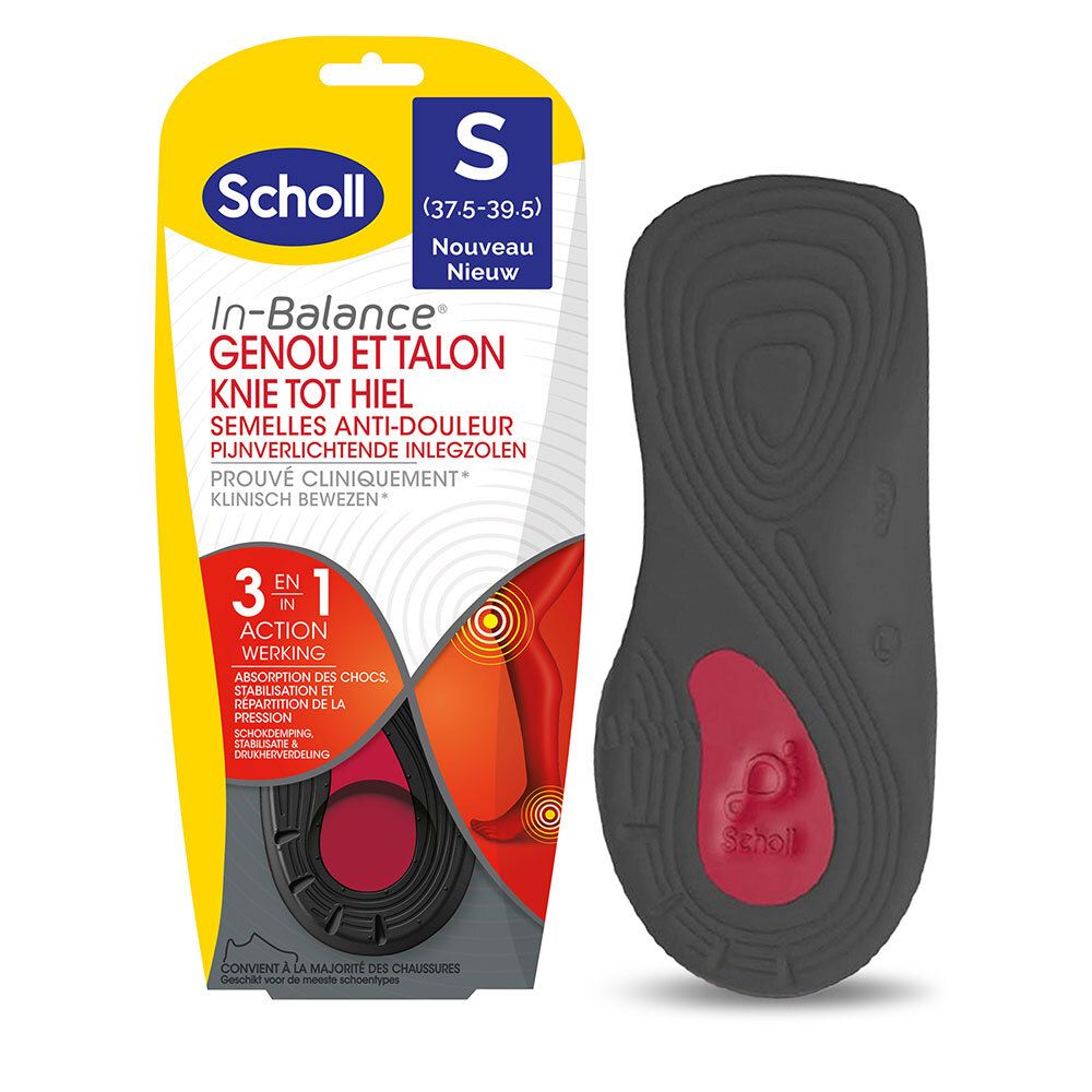 Scholl Expert Support Semelle Anti-Douleur Genou et Talon Taille S