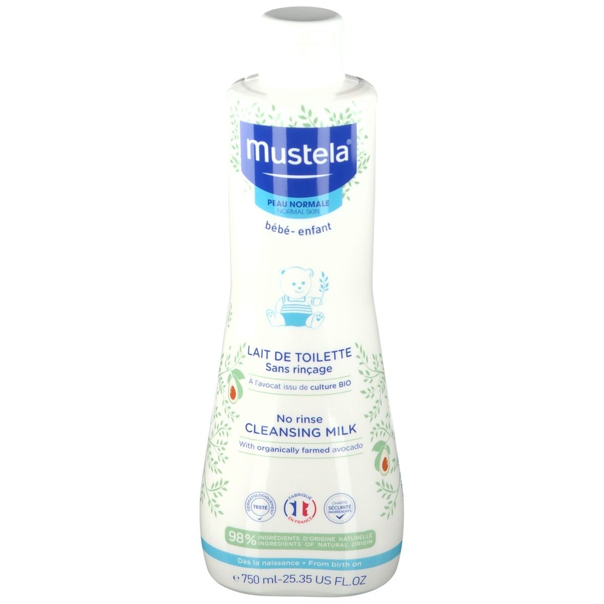 mustela® Bébé Enfant Lait de Toilette Sans Rinçage Peau Normale