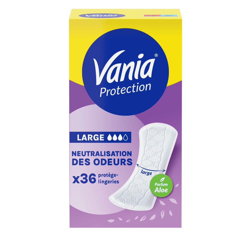 Vania Protection Large protège-slips parfum Aloe Vera, lot de 36.