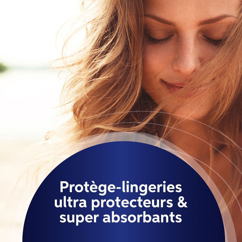 Femme aux yeux fermés et cheveux au vent, promotion Vania Protection Large.