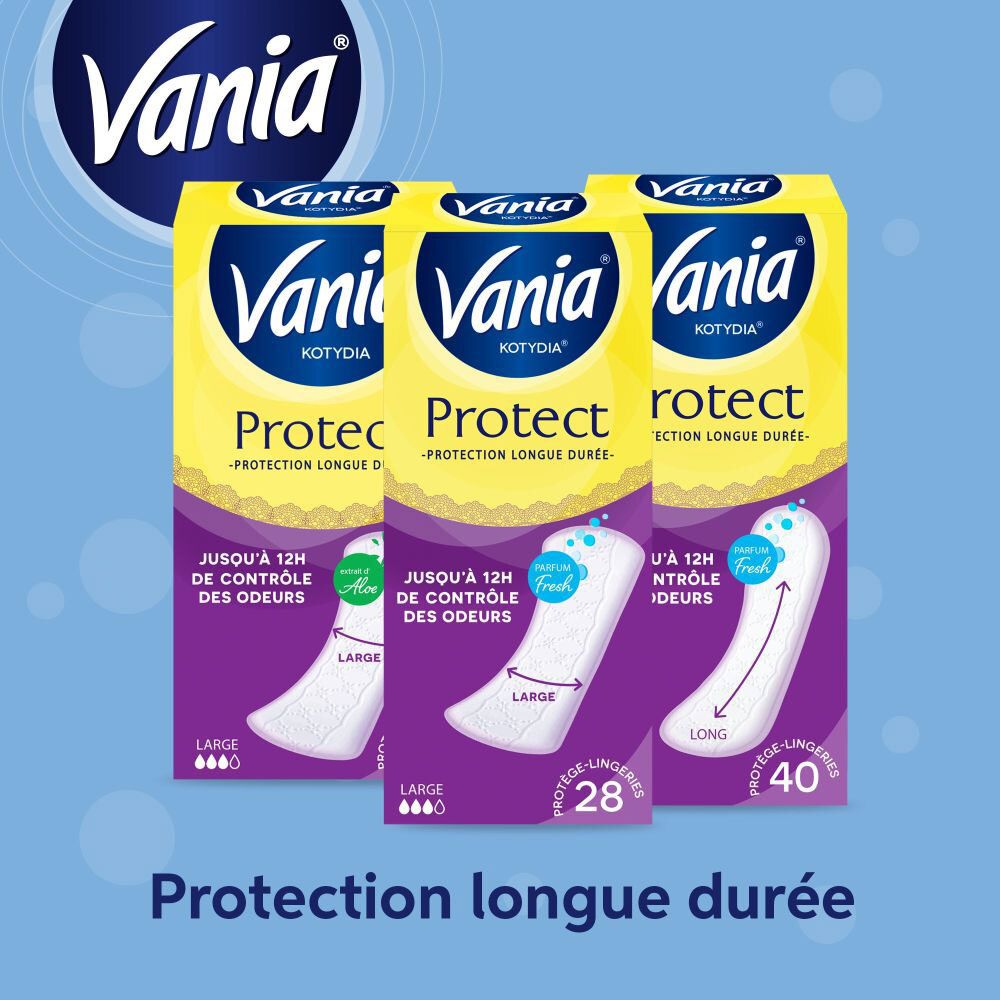 Boîtes de protège-slips Vania Protection, différentes tailles et formats.