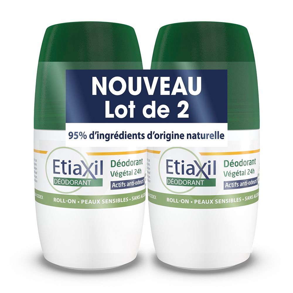 ETIAXIL - Déodorant Végétal Fraîcheur bambou - 24 H - Aisselles - Adapté aux peaux sensibles - Roll-on - Lot de 2
