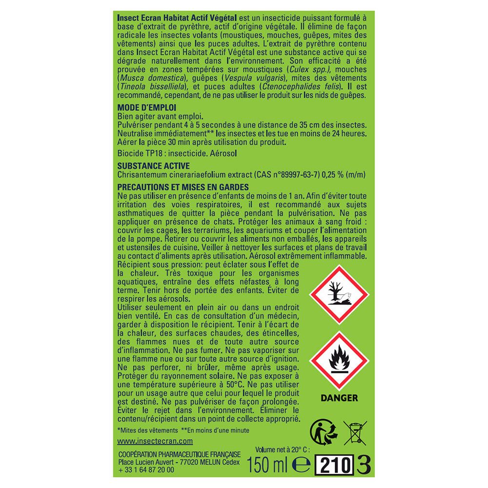 INSECT ECRAN ANTI MOUSTIQUE HABITAT ACTIF VEGETAL