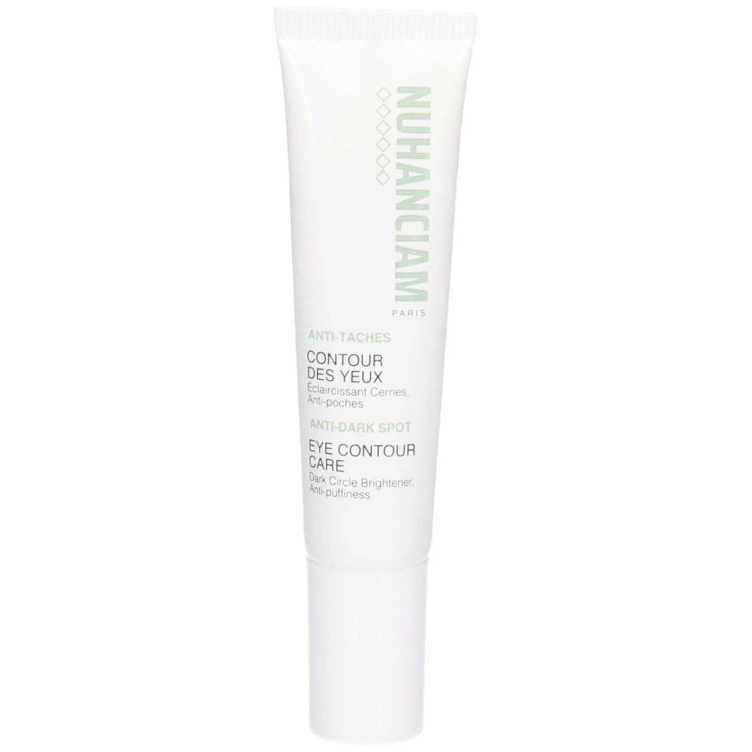 Tube Nuhanciam Contour des Yeux avec applicateur. Formule anti-taches et anti-cernes.