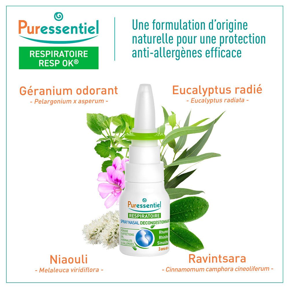 PURESSENTIEL RESPIRATOIRE Spray Nasal Décongestionnant aux HE BIO - 15 ml