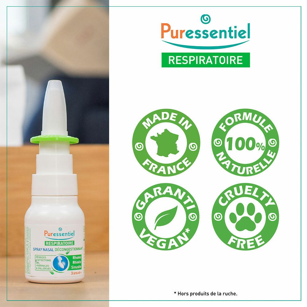 PURESSENTIEL RESPIRATOIRE Spray Nasal Décongestionnant aux HE BIO - 15 ml  15 ml - Redcare Pharmacie