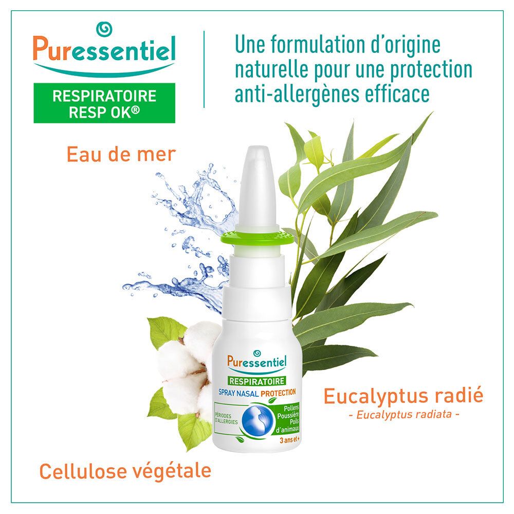 PURESSENTIEL RESPIRATOIRE Spray Nasal Protection Allergies aux HE BIO - 20 ml