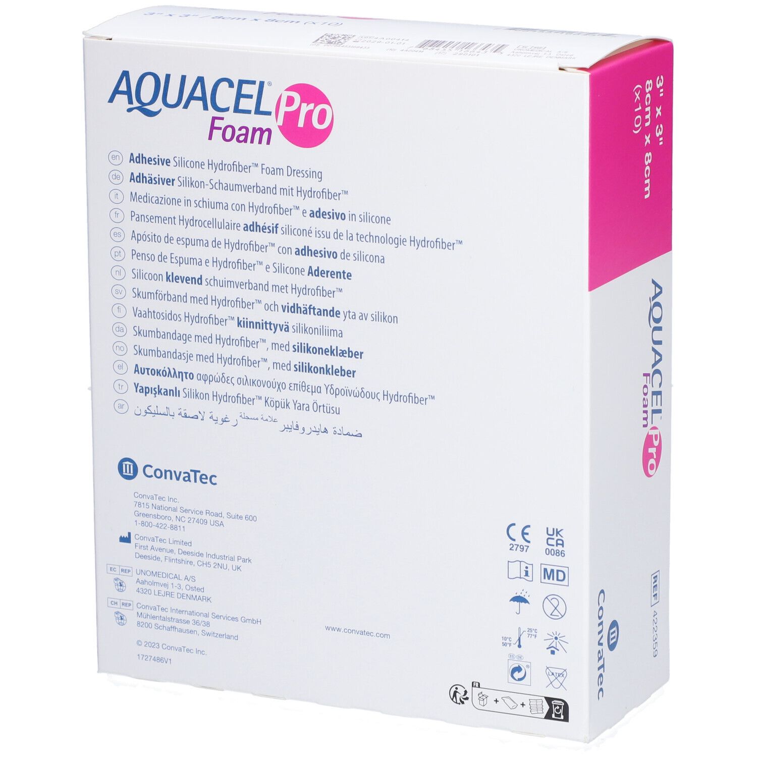 AQUACEL FOAM Pro - Pansement hydrocellulaire adhésif siliconé 8 x 8 cm