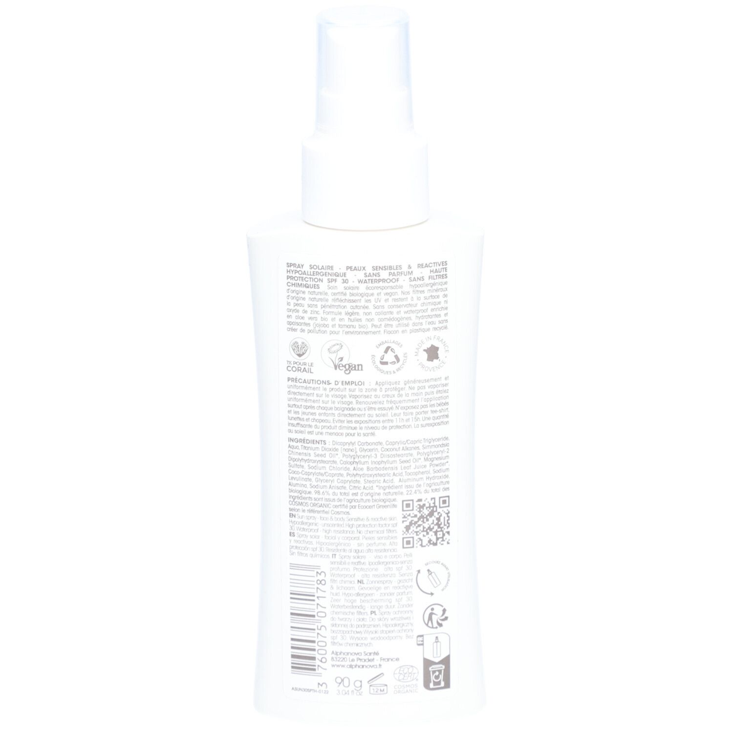 Alphanova - Spray Solaire SPF 30 Bio Peaux Sensibles