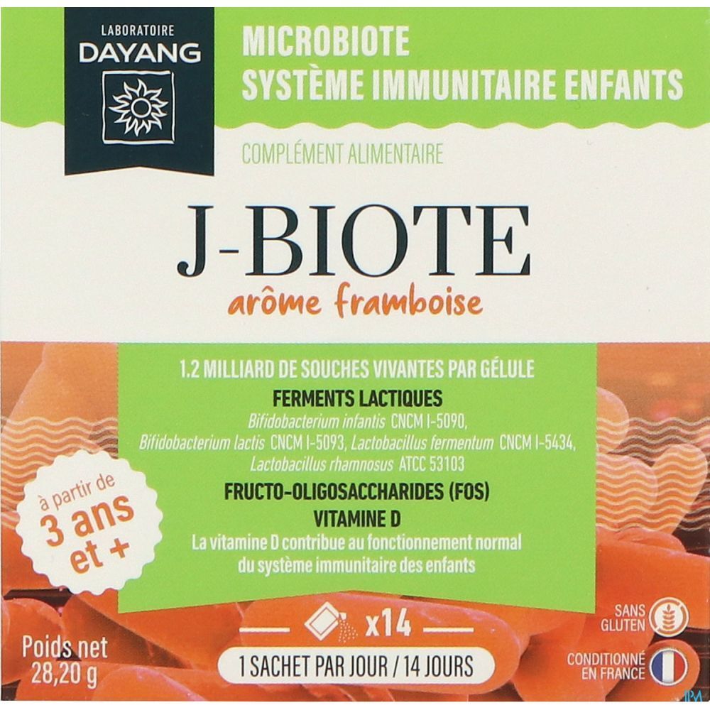 Dayang J-Biote, Poudre, complément alimentaire à base de 3 souches de bactéries vivantes,