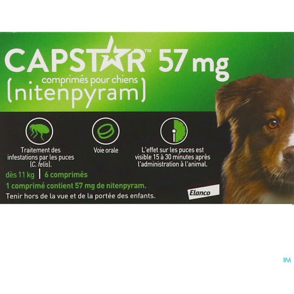 Capstar 57 mg, Comprimé antiparasitaire externe pour chien, bt 6