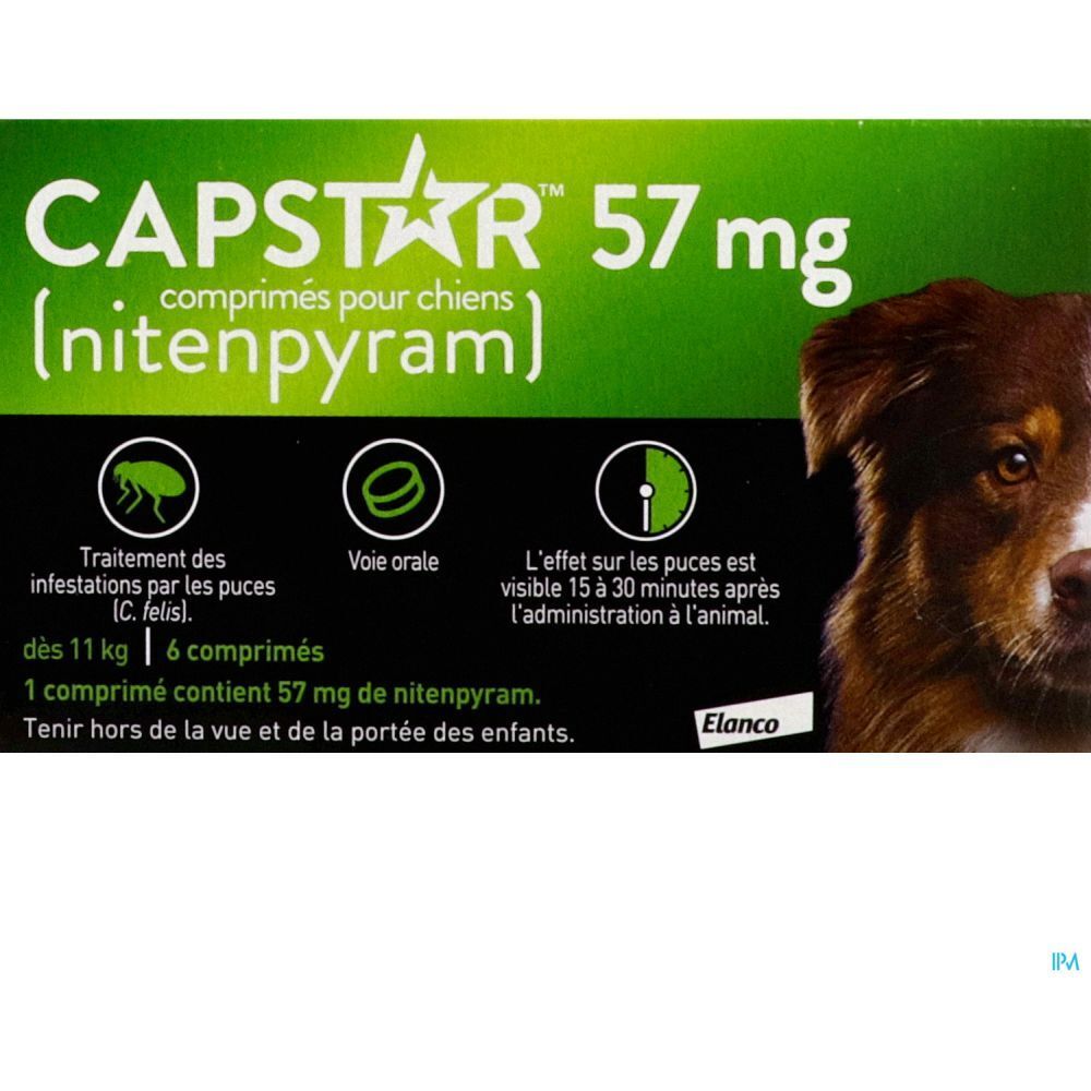 Capstar 57 mg, Comprimé antiparasitaire externe pour chien, bt 6