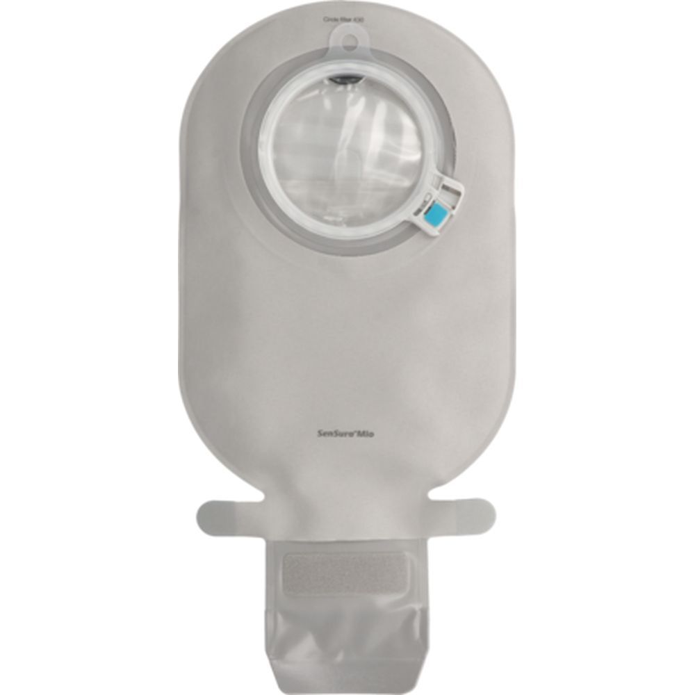 Poche avec fenêtre transparente et fermeture bleue. Couleur grise. Forme rectangulaire avec languettes de fixation.