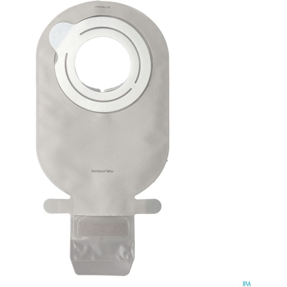 Poche de stomie avec anneau blanc et fermeture. Partie inférieure avec fermeture. Marque Sensura Mio.