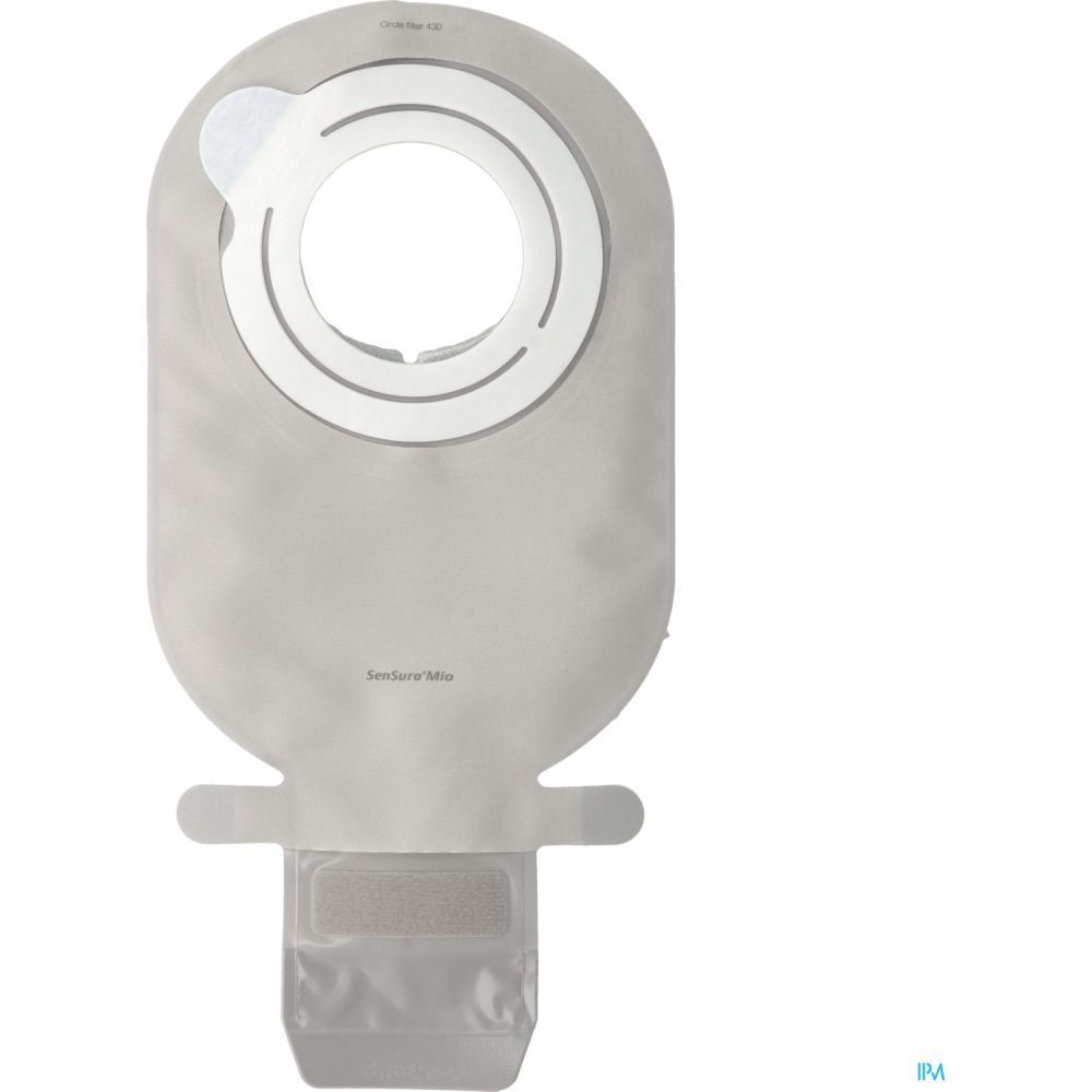 Poche de stomie avec anneau blanc et fermeture. Partie inférieure avec fermeture. Marque Sensura Mio.