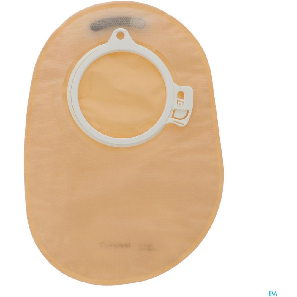 Poche opaque avec filtre intégré et anneau blanc. La poche est de forme ovale et possède un système de fermeture.