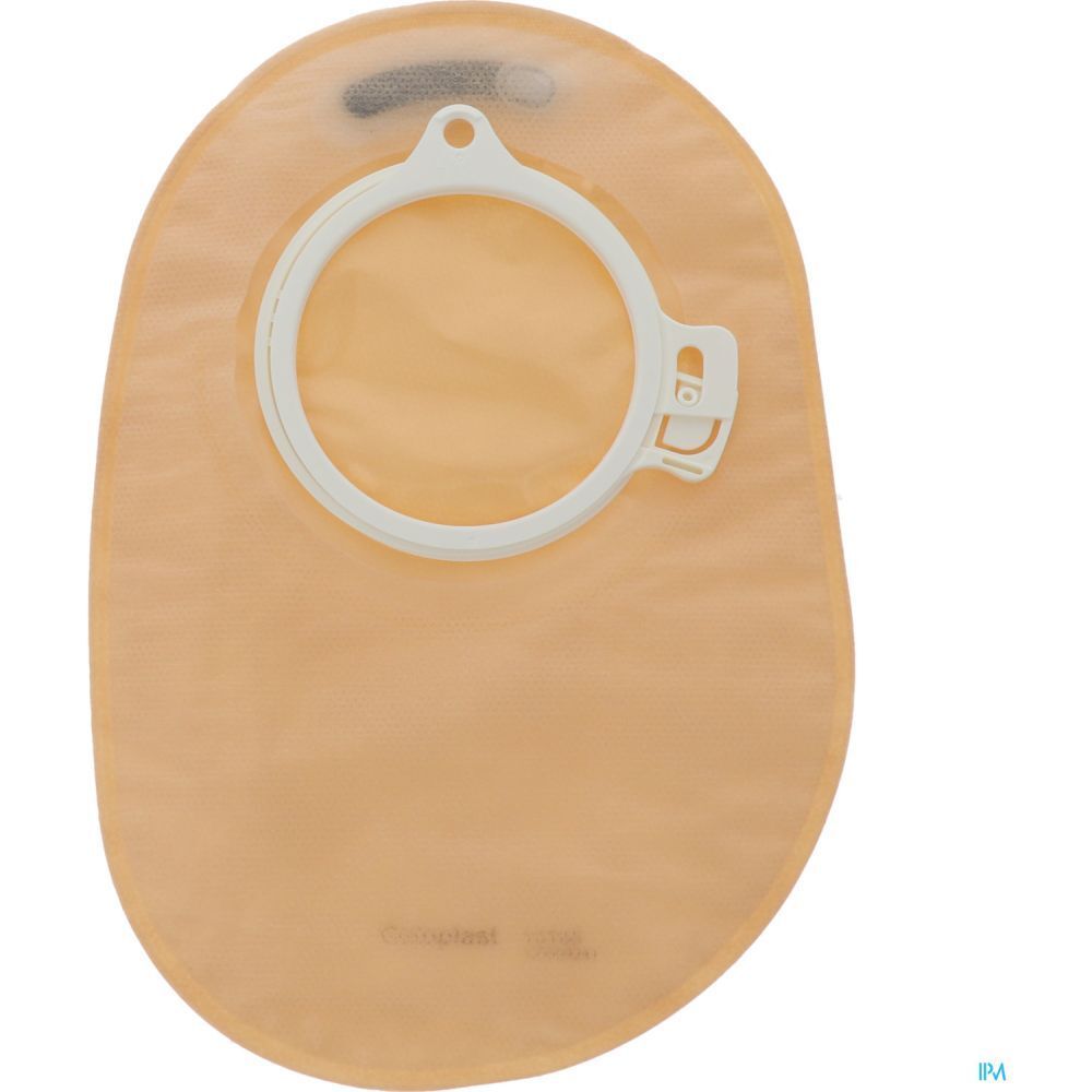 Poche opaque avec filtre intégré et anneau blanc. La poche est de forme ovale et possède un système de fermeture.