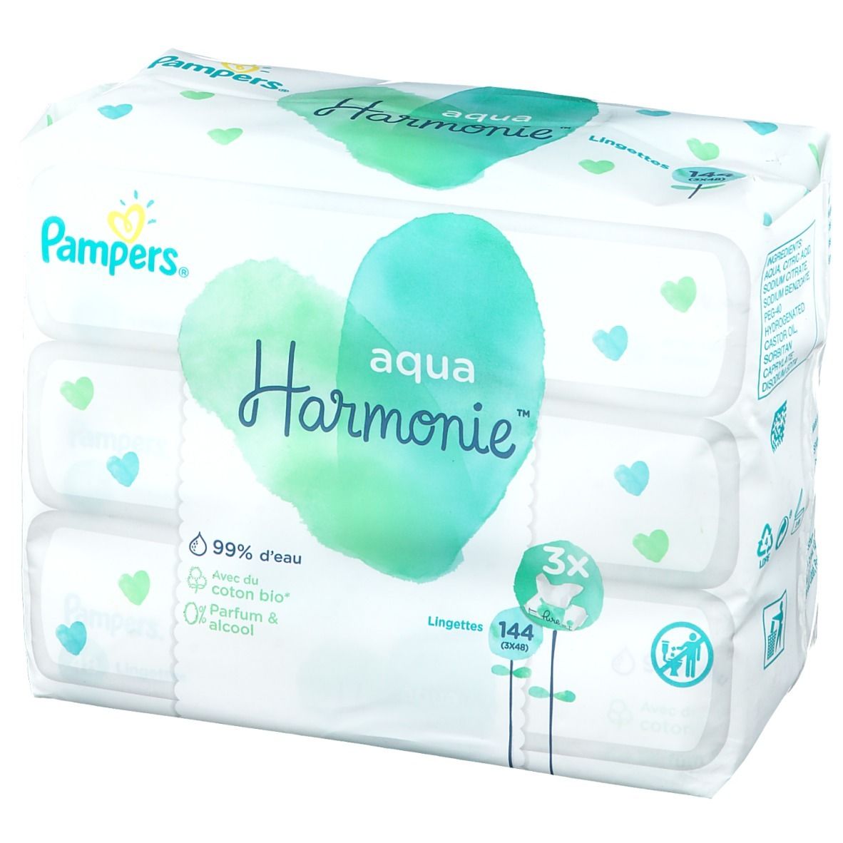Pampers Lingettes Harmonie Aqua sans plastique - Change bébé