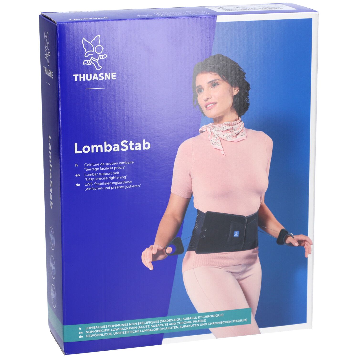 LOMBASTAB - Ceinture de soutien lombaire, à lacet, coloris noir bleuté, hauteur 26 cm. tai