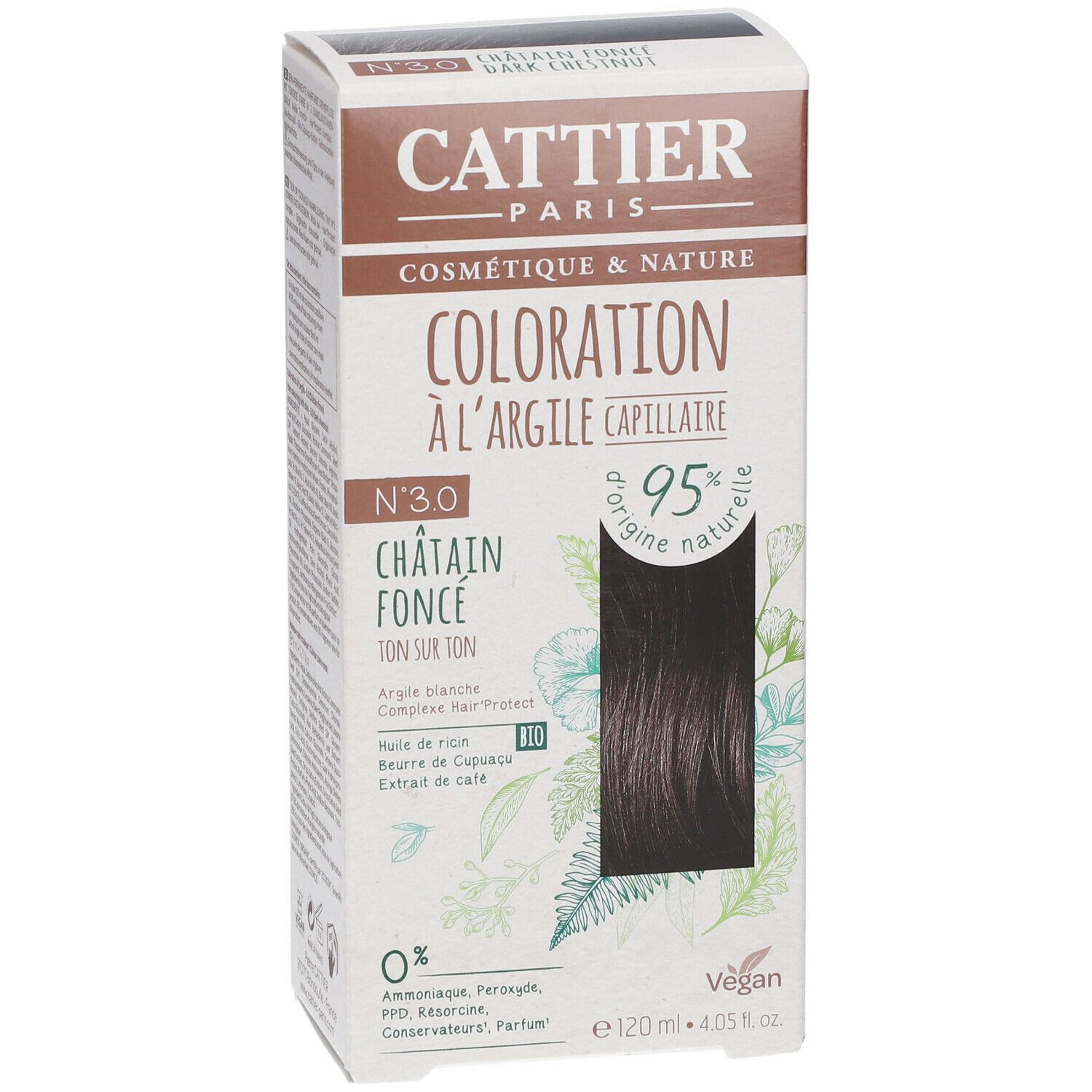 CATTIER Coloration capillaire à l'argile 3.0 châtain foncé