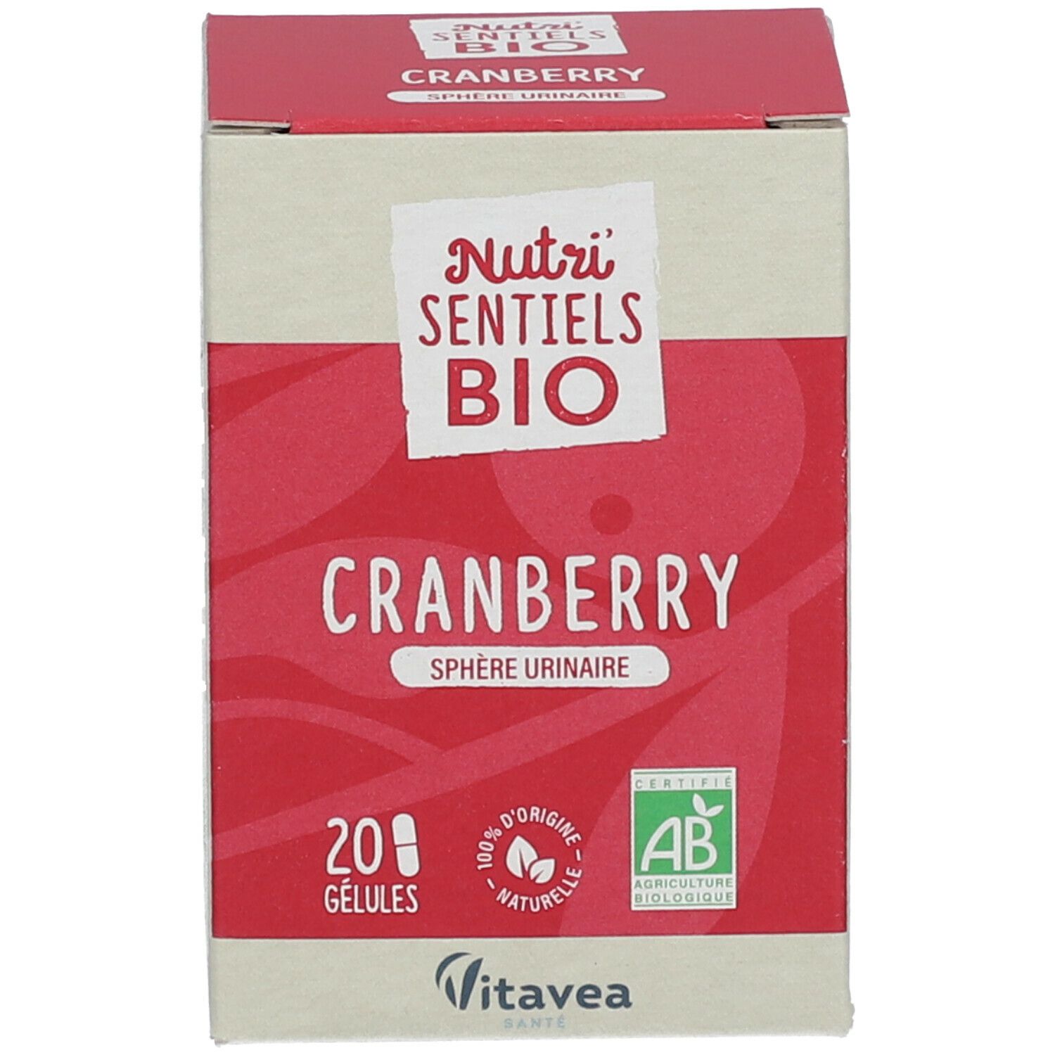 Emballage du produit. Nom du produit, 20 gélules, label bio. Produit bio certifié.