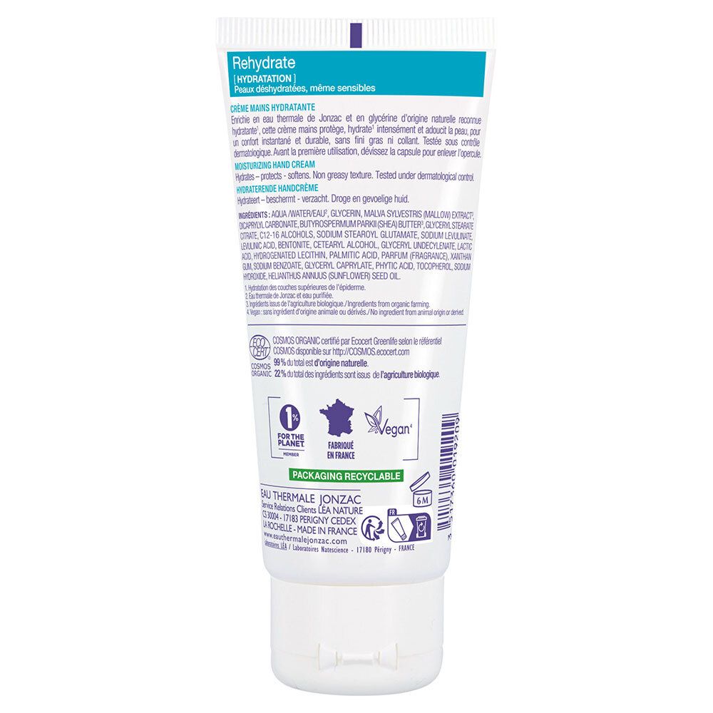 Jonzac REhydrate Crème Mains Hydratante Bio