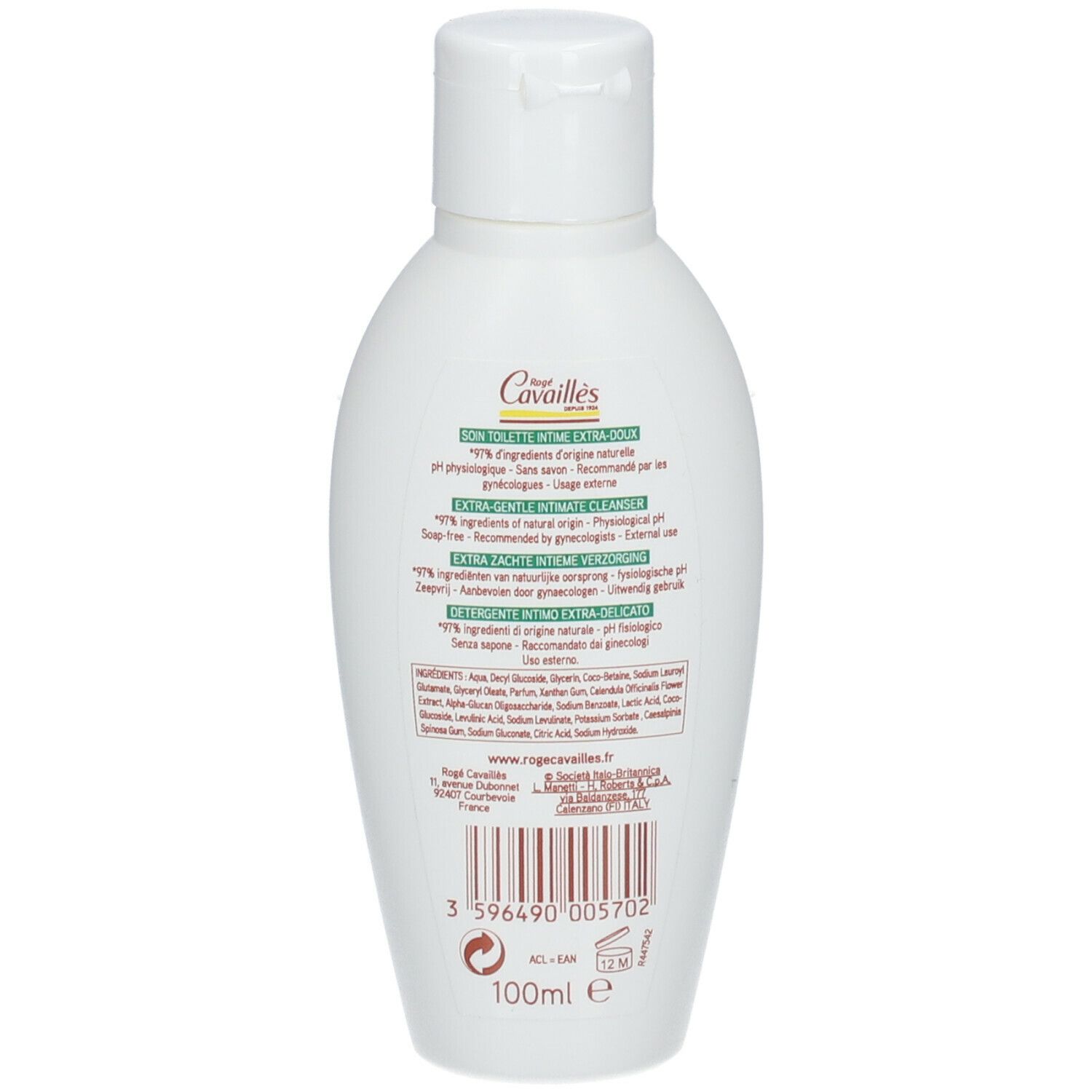 SOIN TOILETTE INTIME NATUREL EXTRA DOUX 100ML ROGE CAVAILLES