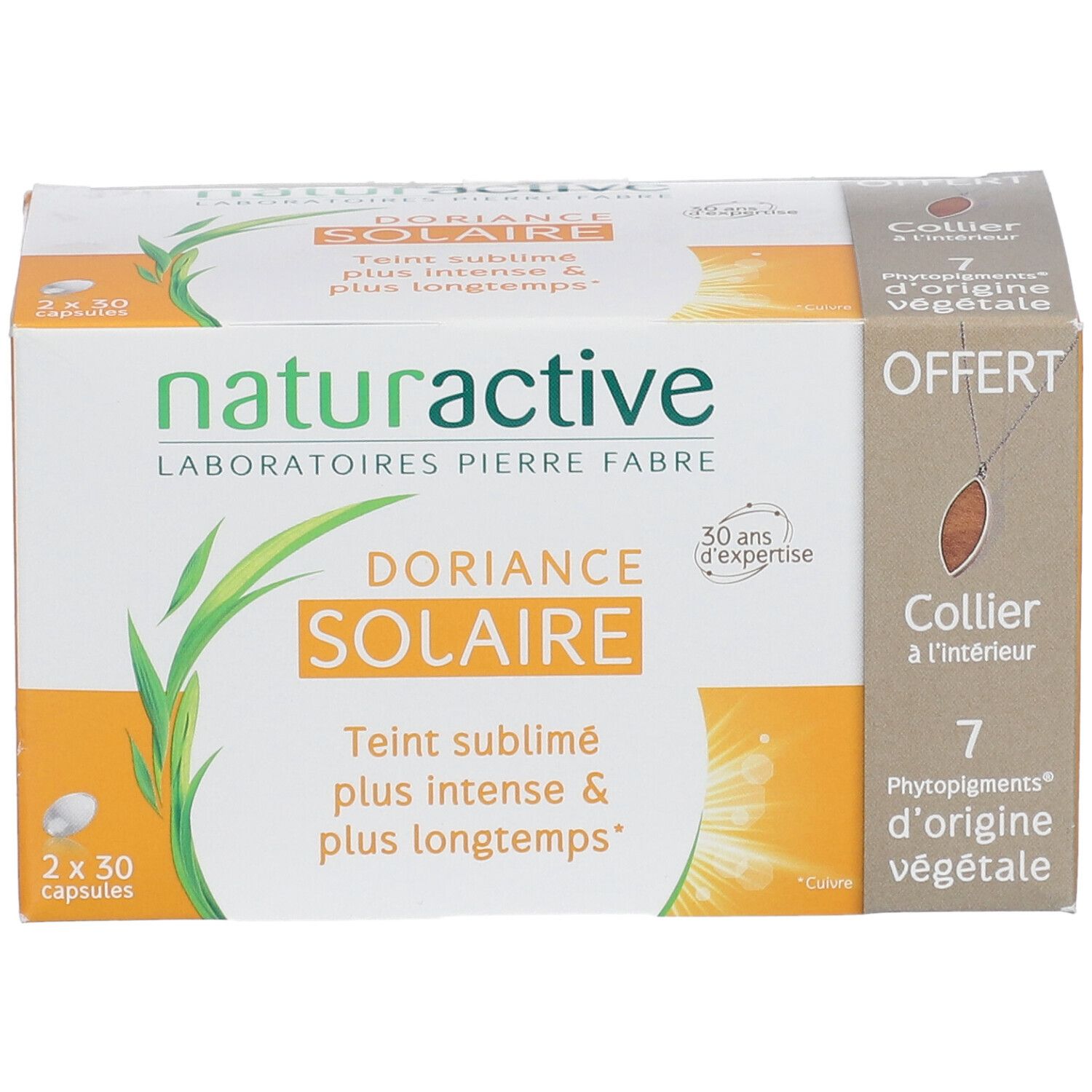 Boîte de Naturactive Doriance Solaire. Avec capsules et un cadeau.
