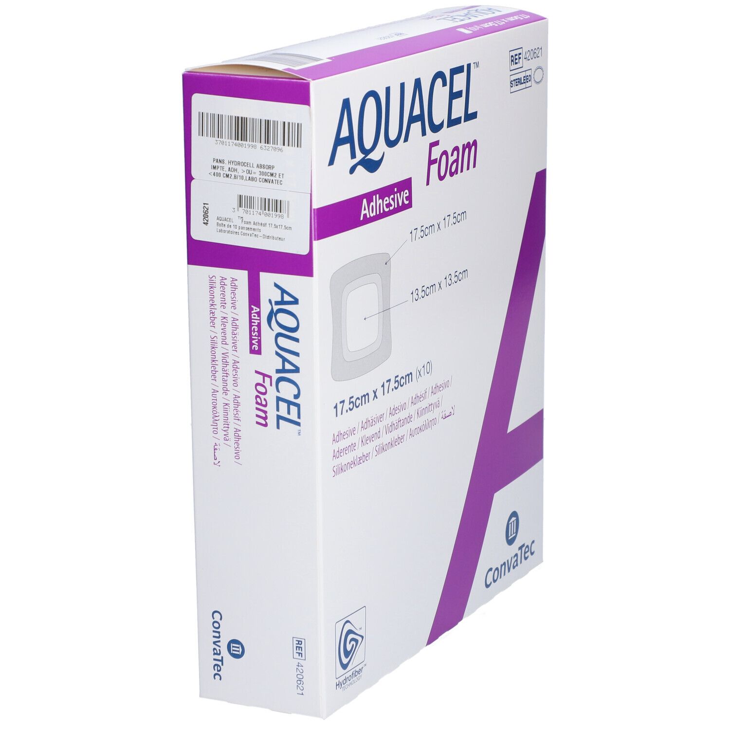 AQUACEL FOAM Adhésif  - Pansement hydrocellulaire adhésif siliconé 17,5 x 17,5 cm