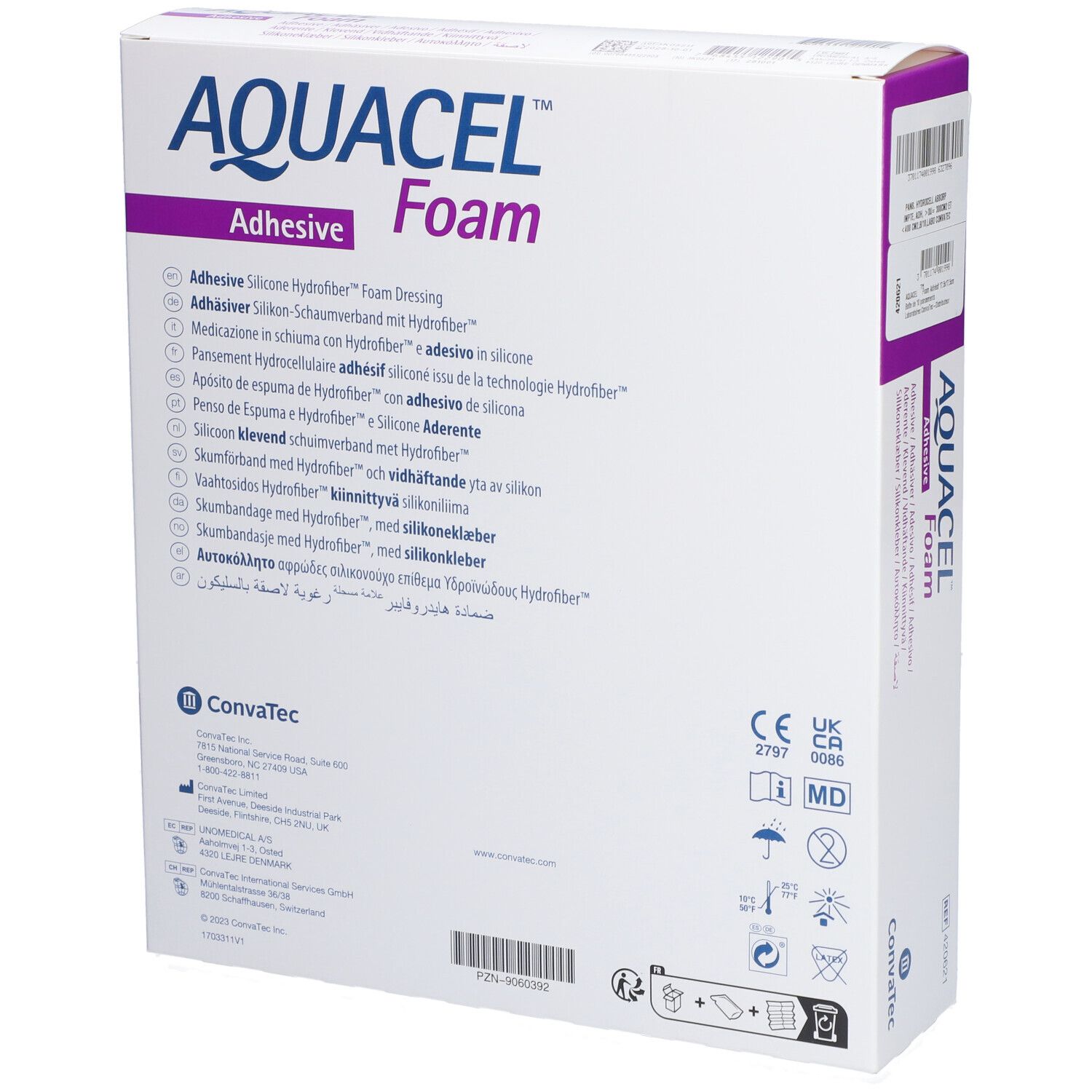 AQUACEL FOAM Adhésif  - Pansement hydrocellulaire adhésif siliconé 17,5 x 17,5 cm