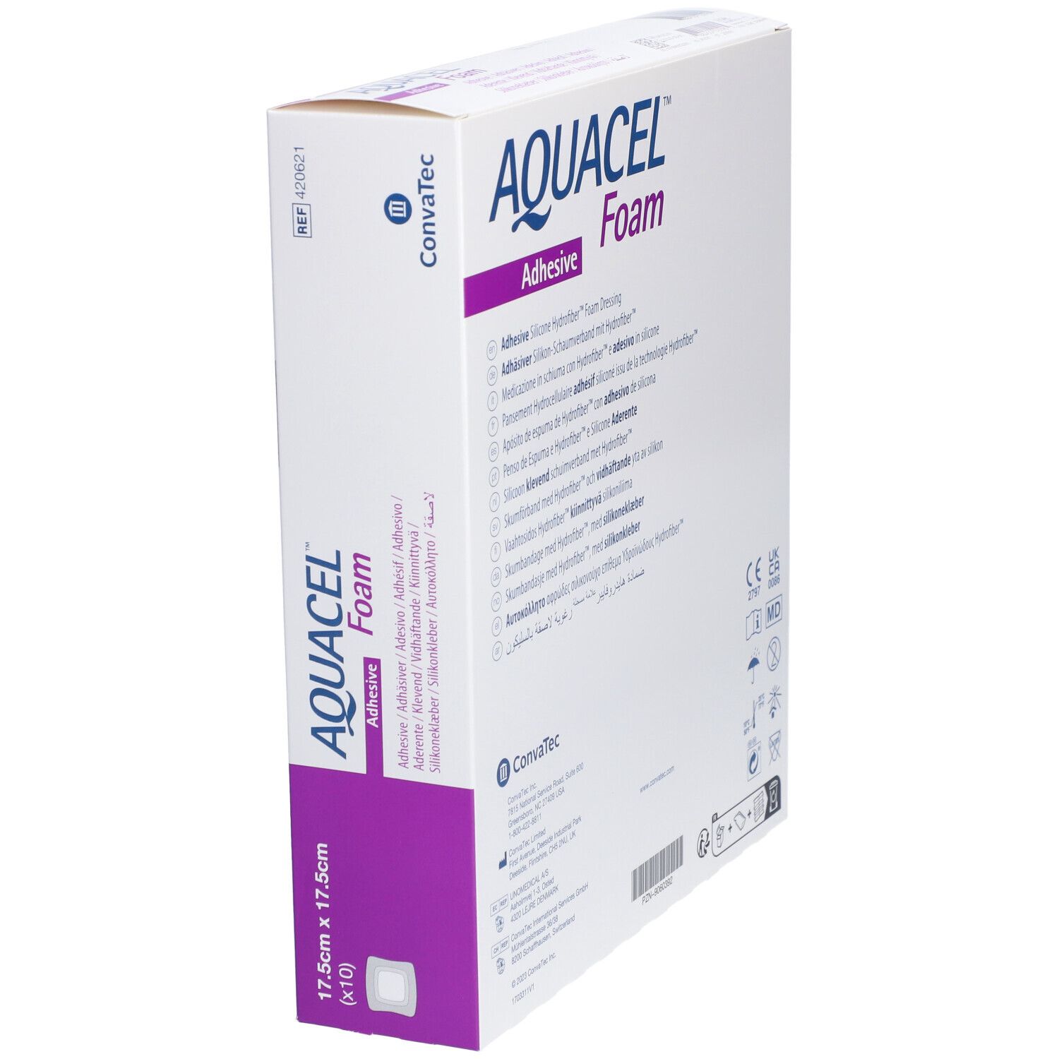 AQUACEL FOAM Adhésif  - Pansement hydrocellulaire adhésif siliconé 17,5 x 17,5 cm