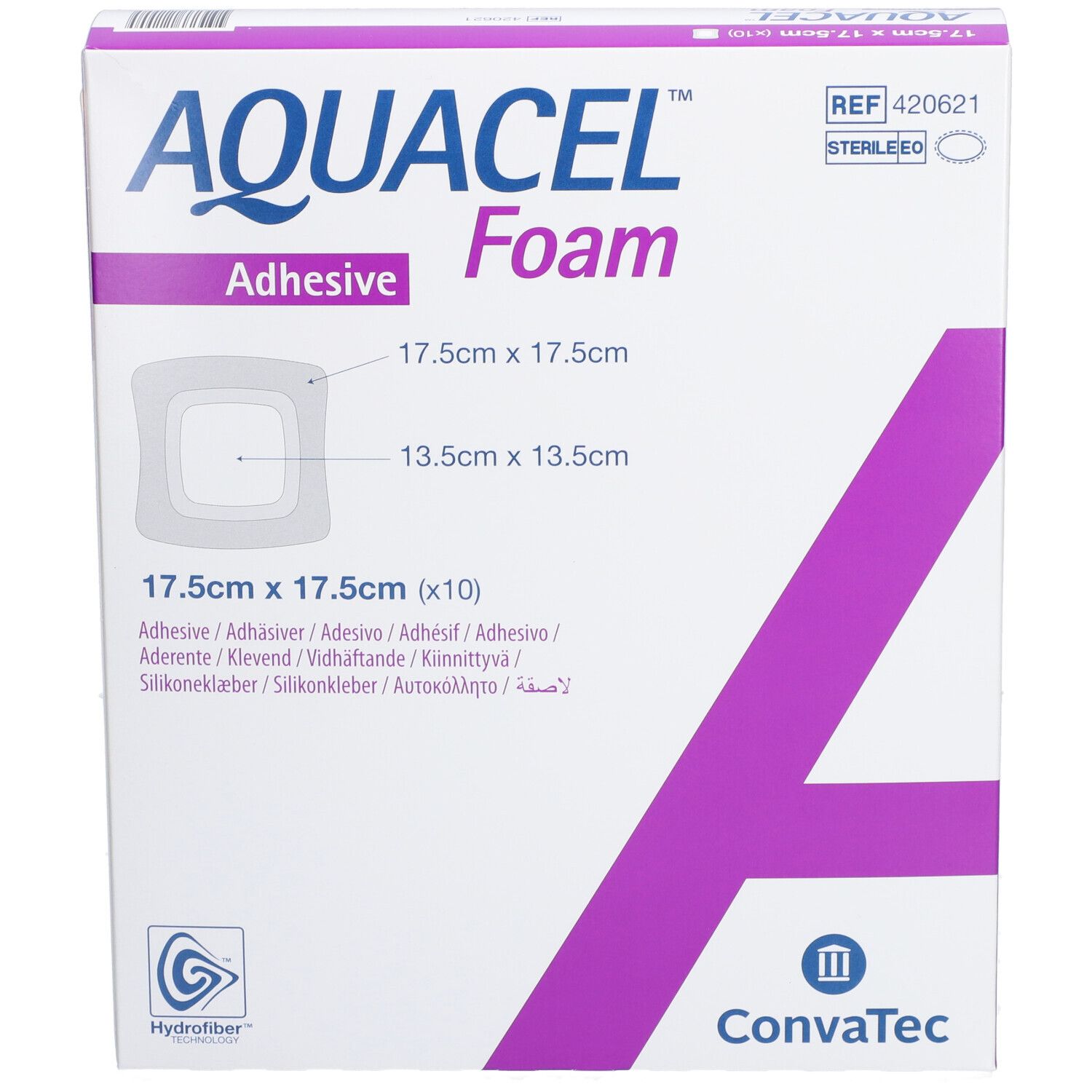 AQUACEL FOAM Adhésif  - Pansement hydrocellulaire adhésif siliconé 17,5 x 17,5 cm