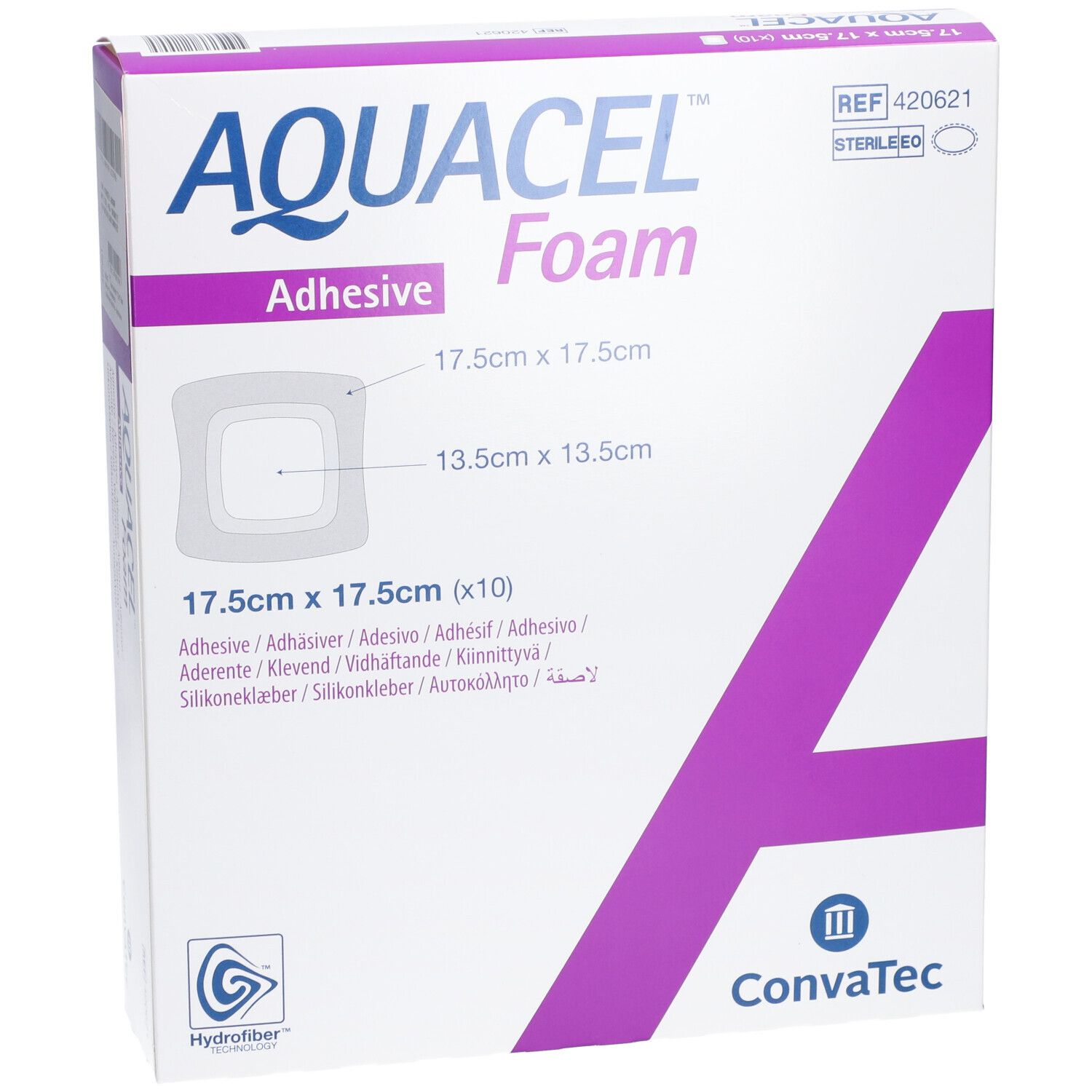 AQUACEL FOAM Adhésif  - Pansement hydrocellulaire adhésif siliconé 17,5 x 17,5 cm