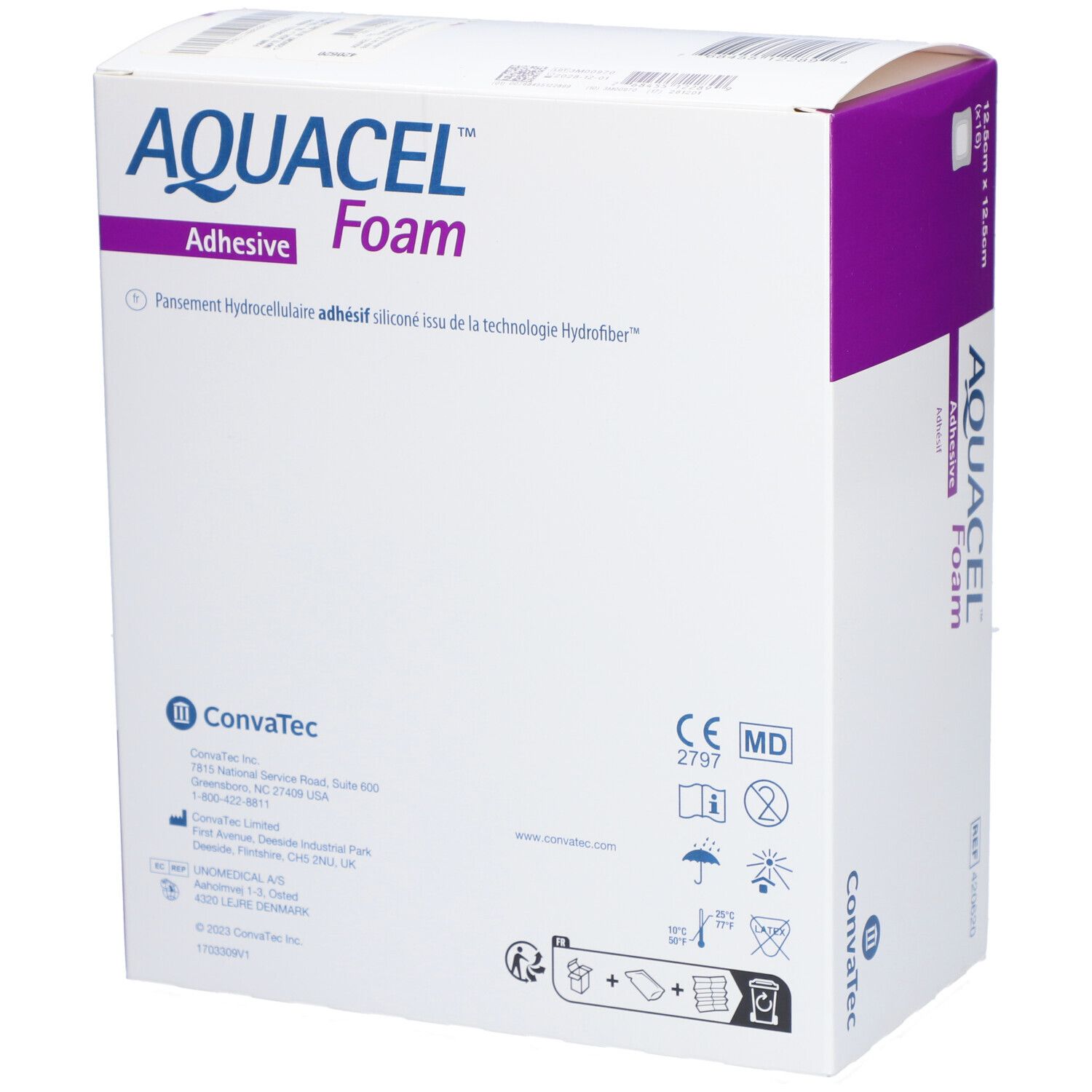 AQUACEL FOAM Adhésif - Pansement hydrocellulaire adhésif siliconé 12,5 x 12,5 cm