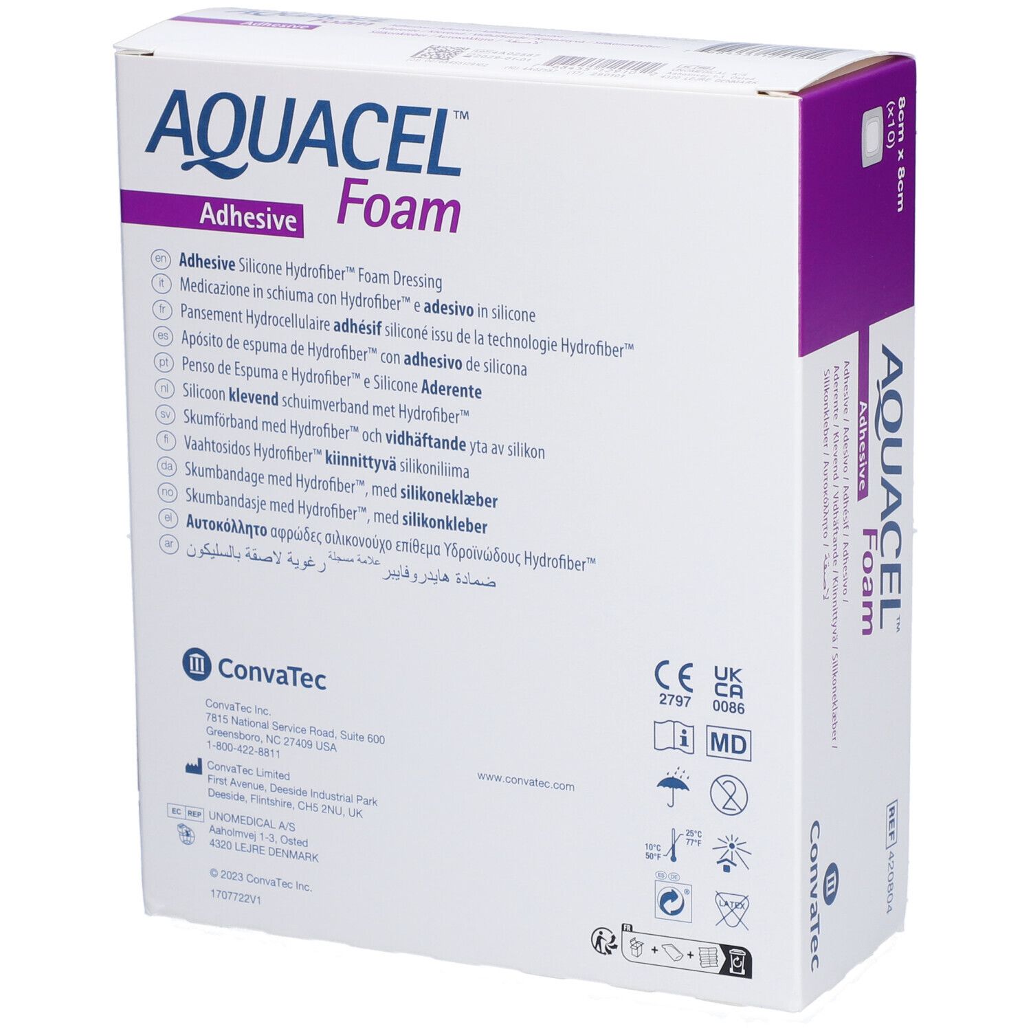 AQUACEL FOAM Adhésif  - Pansement hydrocellulaire adhésif siliconé 8 x 8 cm