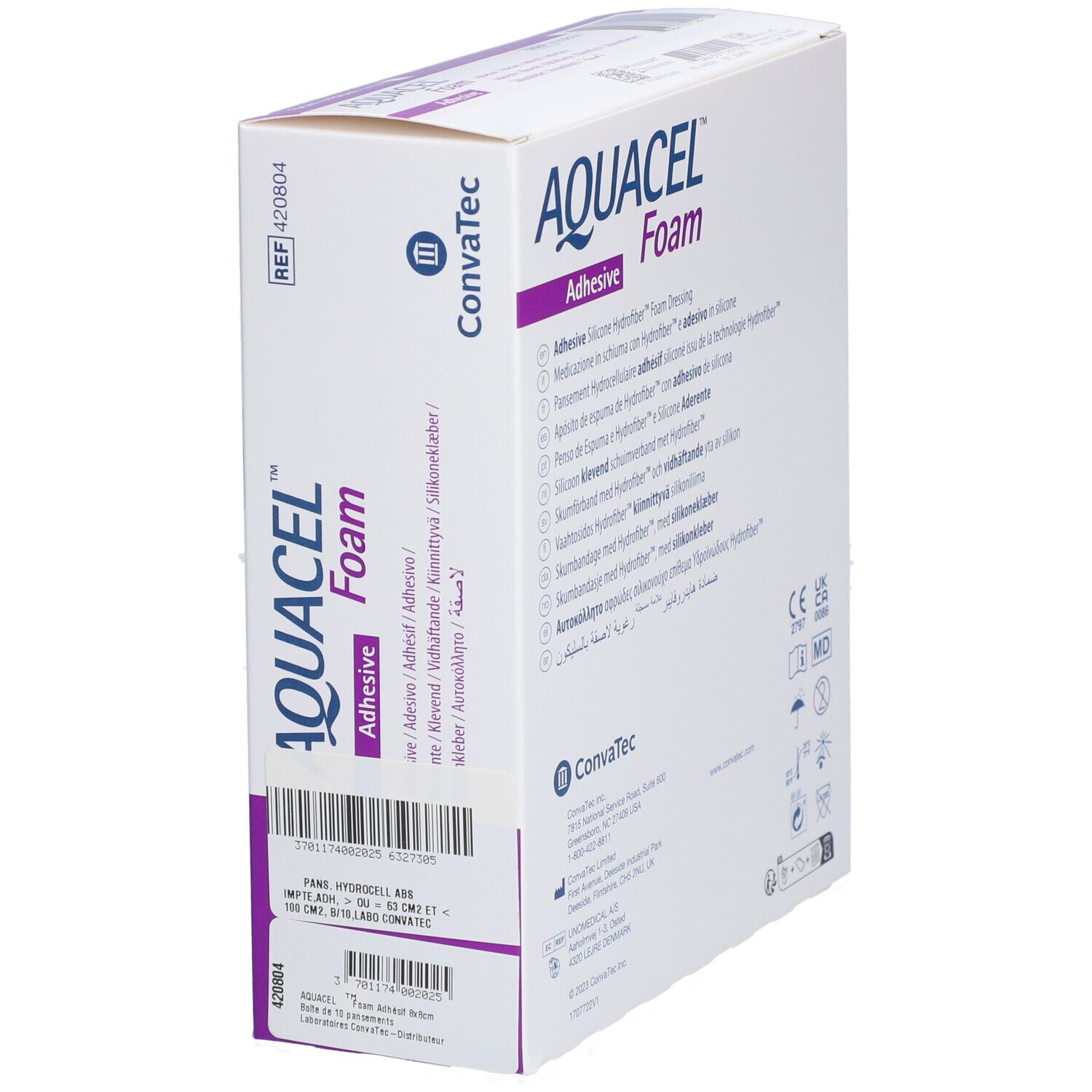 AQUACEL FOAM Adhésif  - Pansement hydrocellulaire adhésif siliconé 8 x 8 cm
