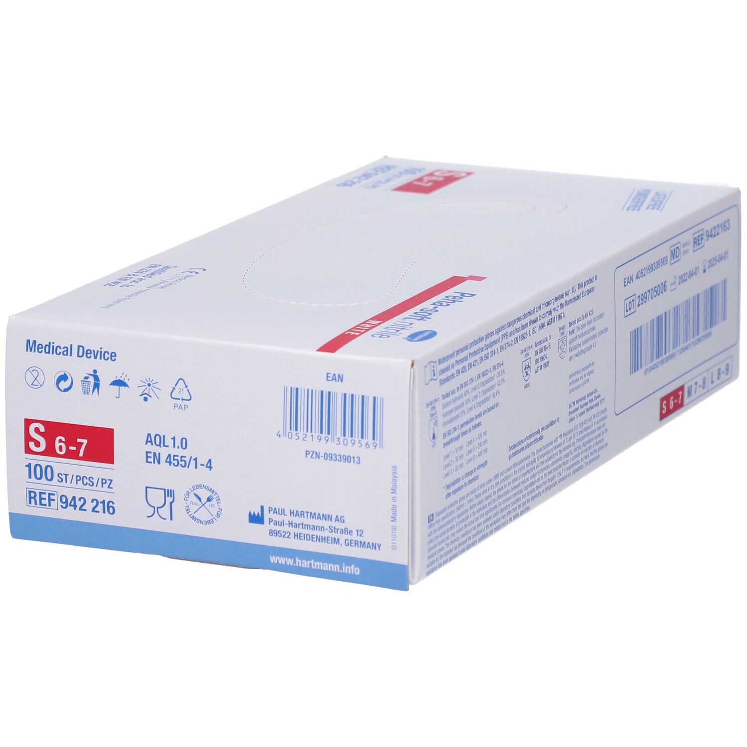 Hartmann Peha-soft® nitrile white Gants d'examen non stériles non poudré Taille S 6 - 7