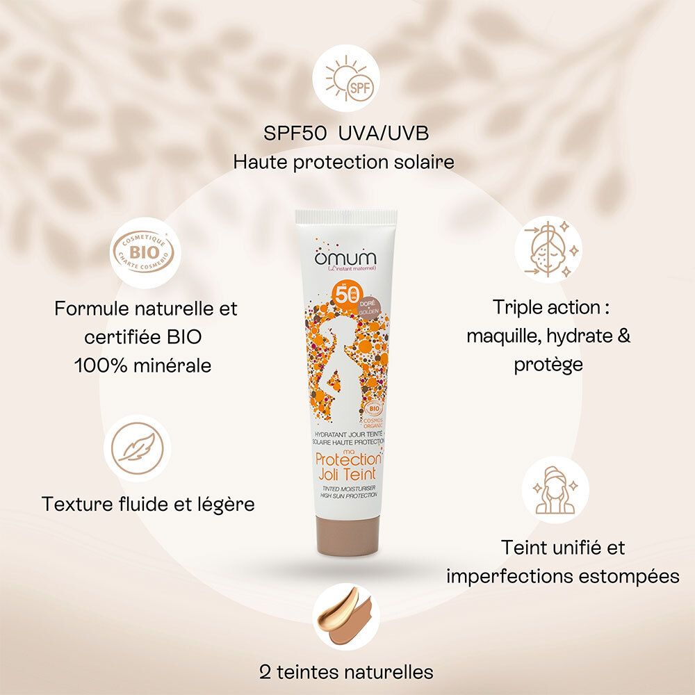 OMUM MA PROTECT JOLI TEINT : SPF50, formule 100% minérale, triple action.
