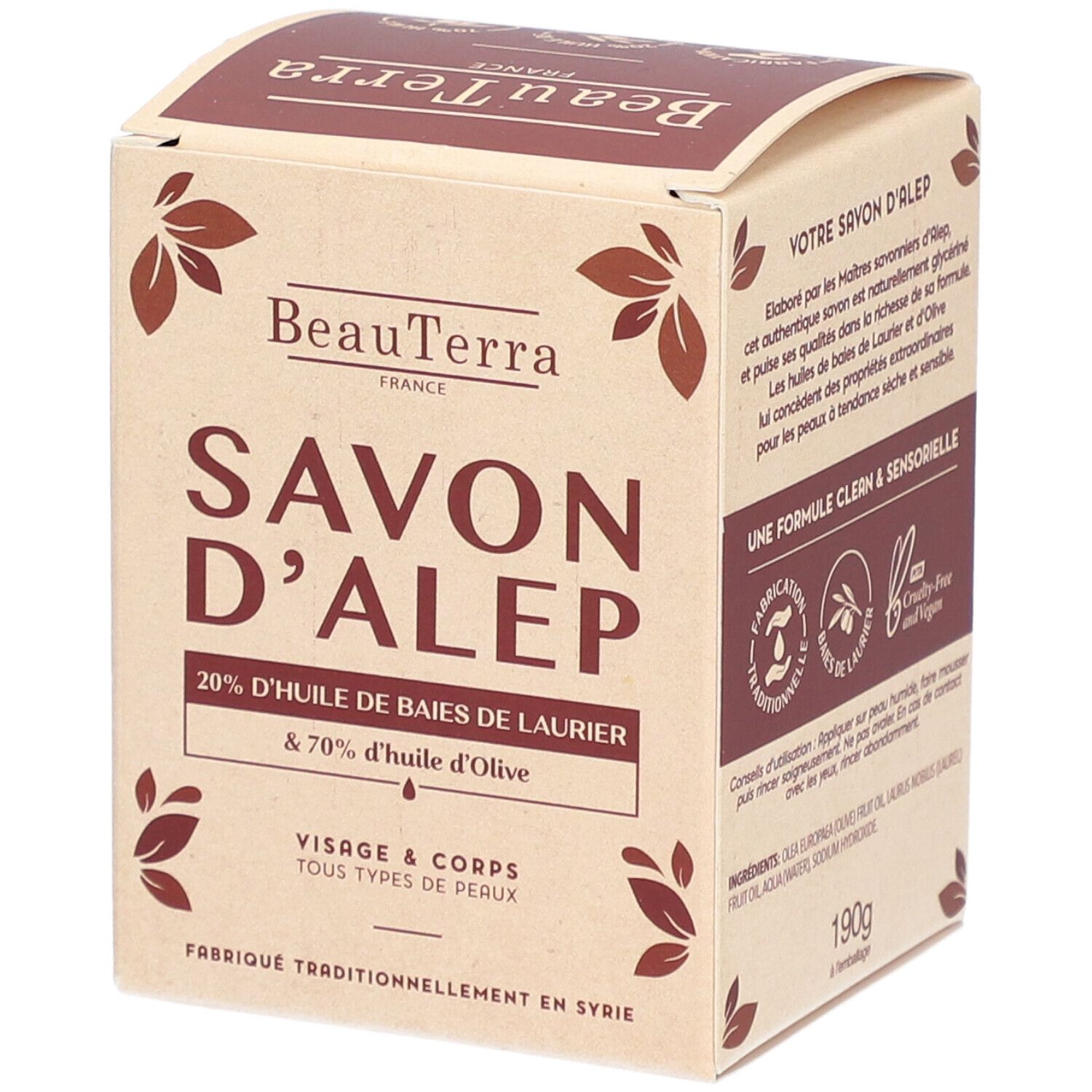 BeauTerra Savon d'Alep - Huile de Baies de Laurier