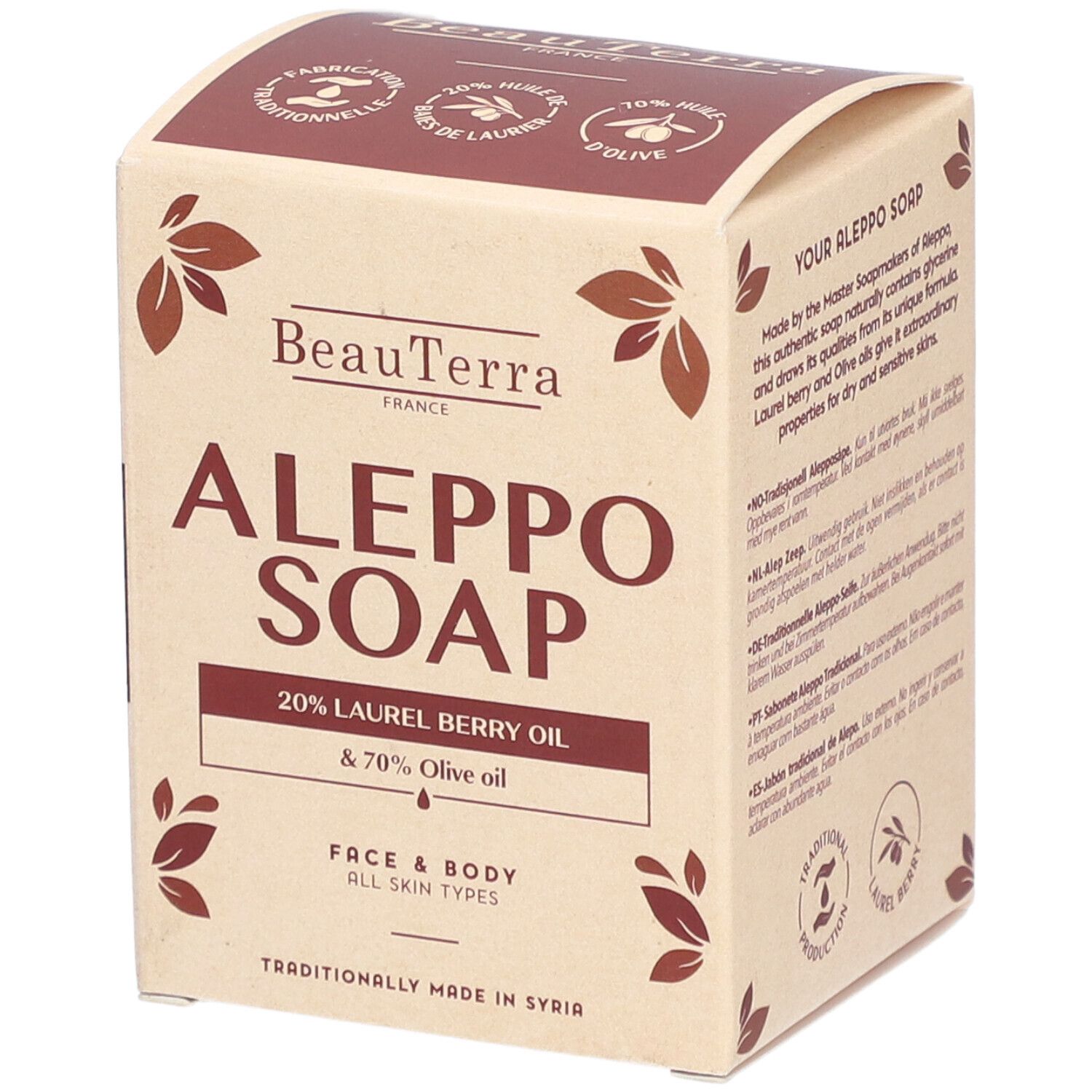 BeauTerra Savon d'Alep - Huile de Baies de Laurier