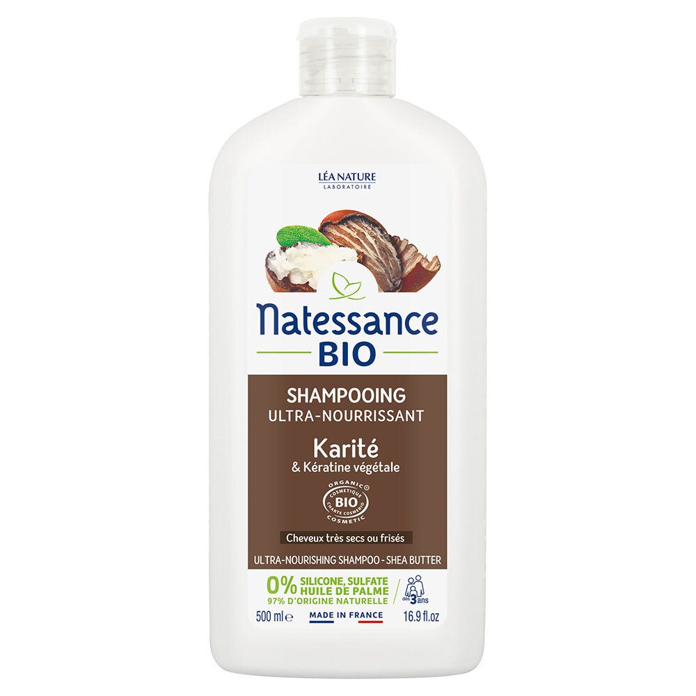 Natessance Shampooing Ultra-Nourrissant Karité Bio et Kératine Végétale