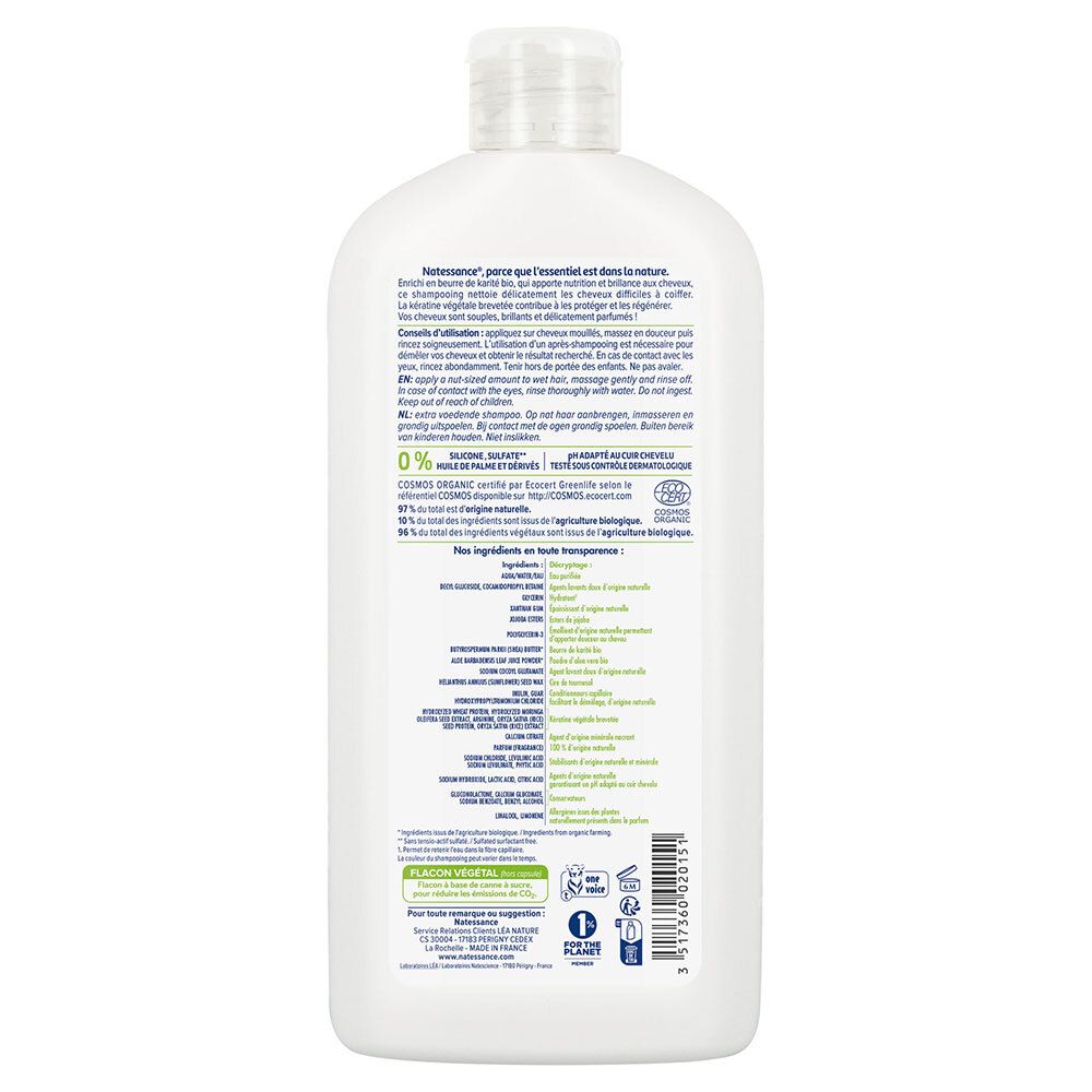 Natessance Shampooing Ultra-Nourrissant Karité Bio et Kératine Végétale