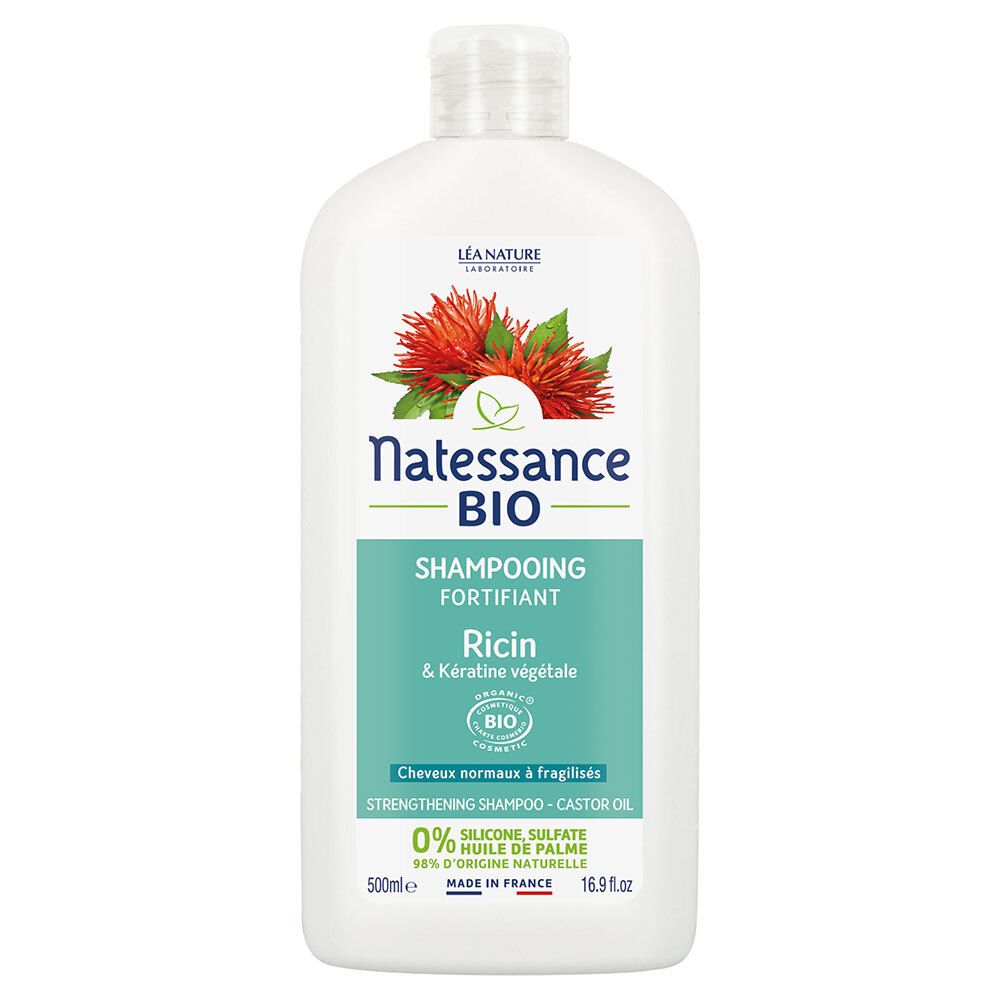 Natessance Shampooing Fortifiant à l’Huile de Ricin et Kératine Végétale