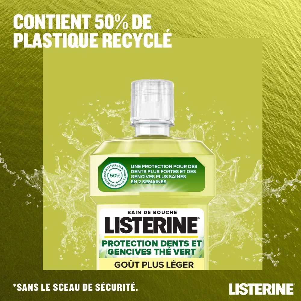Listerine Bain De Bouche Anti Caries, Goût Thé Vert, 500 ml